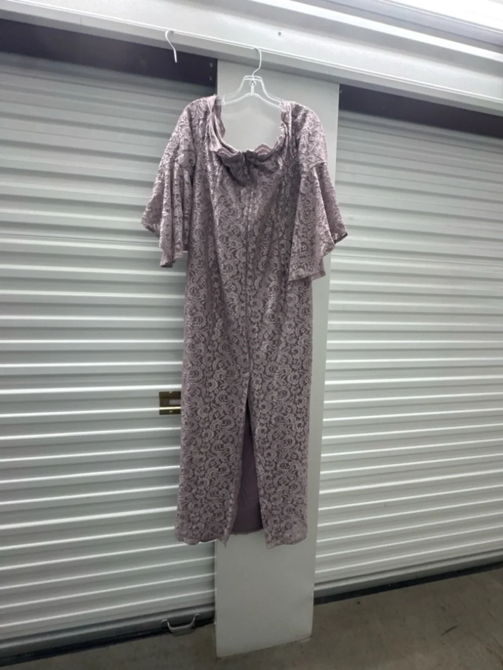 R&M Richards Off-Shoulder Lace A-Line Dress in Dusty Lavender - Picture 6 of 6